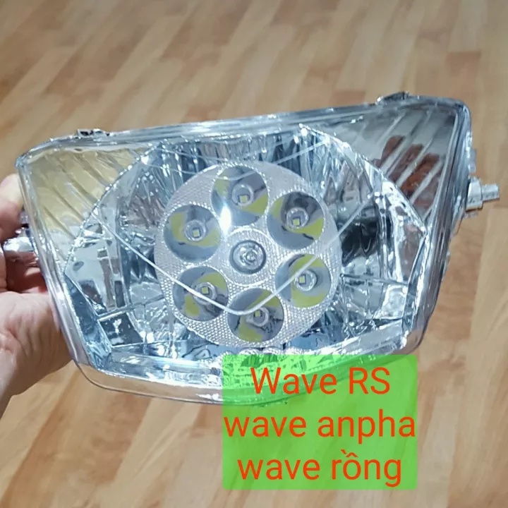 Trọn bộ Đèn pha led có 6 Led bên trong cho xe Wave cá, RS, S thái, Anpha mới