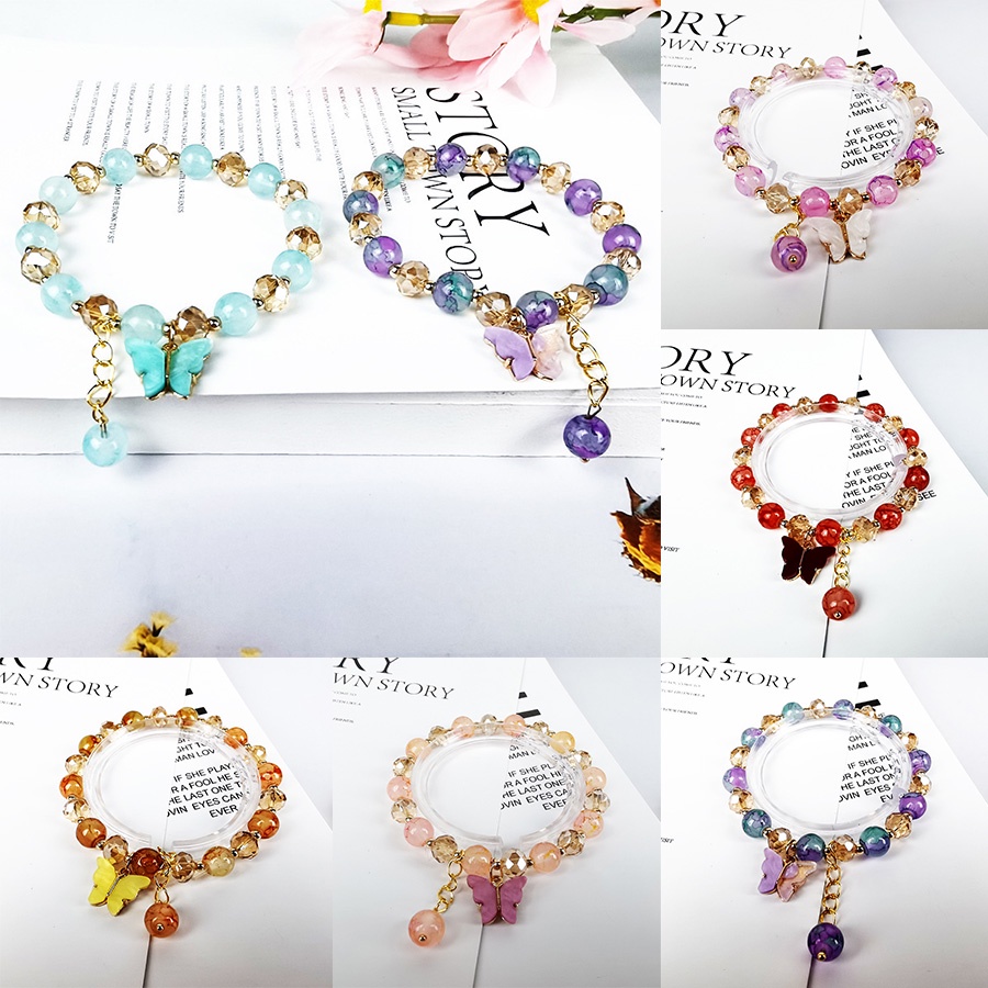 Vòng đeo tay RINHOO FRIENDSHIP mặt hình bướm có thể điều chỉnh thời trang cho nữ