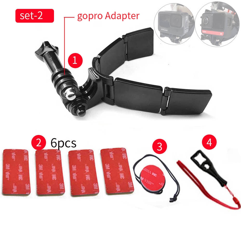 TUYU Mũ bảo hiểm full-face Giá đỡ cằm cho GoPro Hero 9 8 7 5 Yi 4K Dây đeo máy ảnh Insta360 có thể gập lại Phụ kiện gắn cằm phía trước