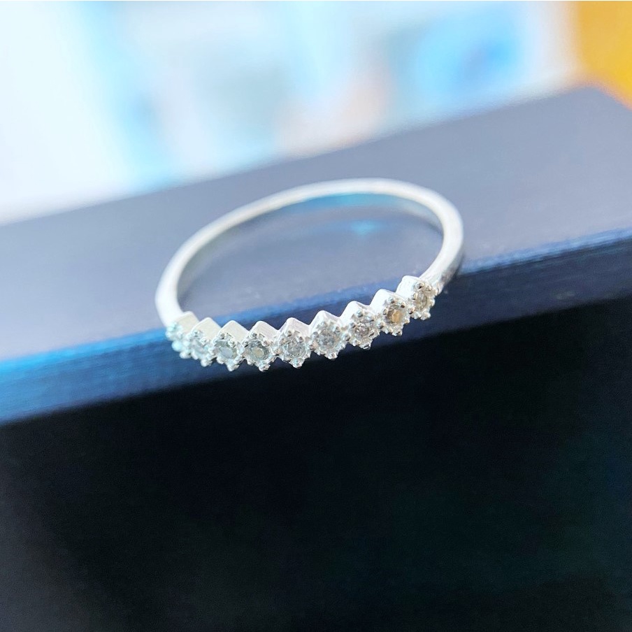 Nhẫn bạc nữ nhiều hình nhỏ đính đá nối nhau, chất liệu bạc ta cao cấp - Trang sức bạc Evasilver