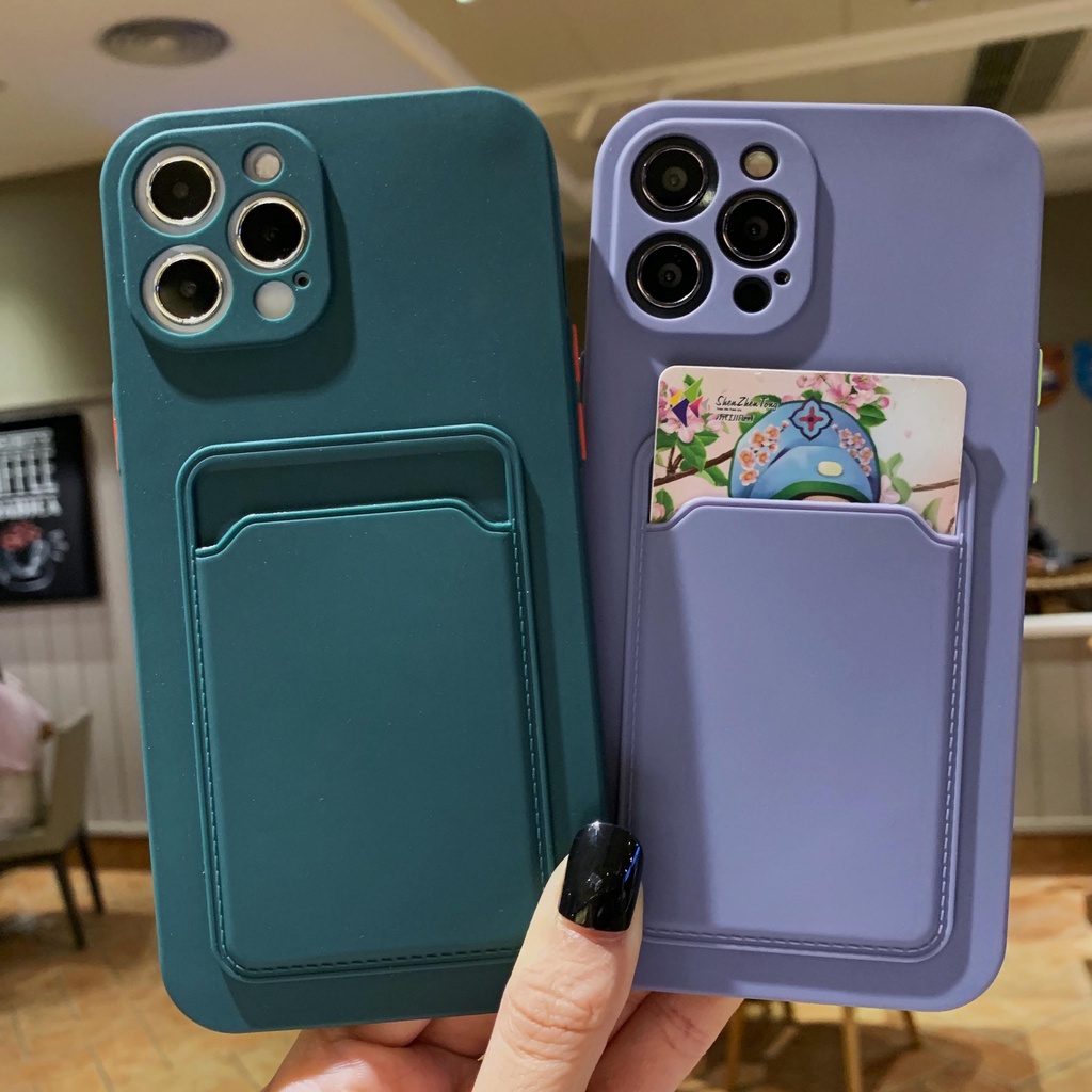Ốp Điện Thoại Silicone Có Ngăn Đựng Thẻ Cho iPhone 14ProMax 13promax 12pro 11 pro XS max XR