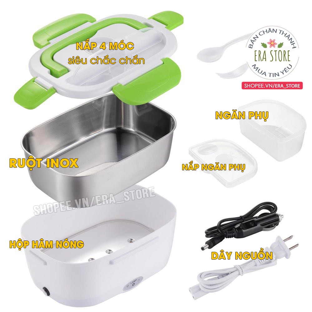 Hộp Cơm Cắm Điện Có Quai Xách Ruột INOX hoặc Nhựa Dung Tích Lớn Chia Nhiều Ngăn Làm Hộp Cơm Văn Phòng Bền Và Thẩm Mỹ Cao