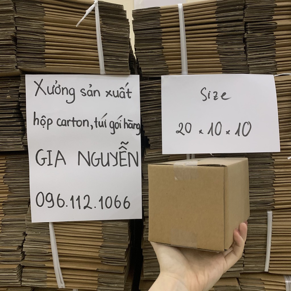 Combo 50 hộp carton bìa cứng gói hàng 20x10x10 Gia Nguyễn