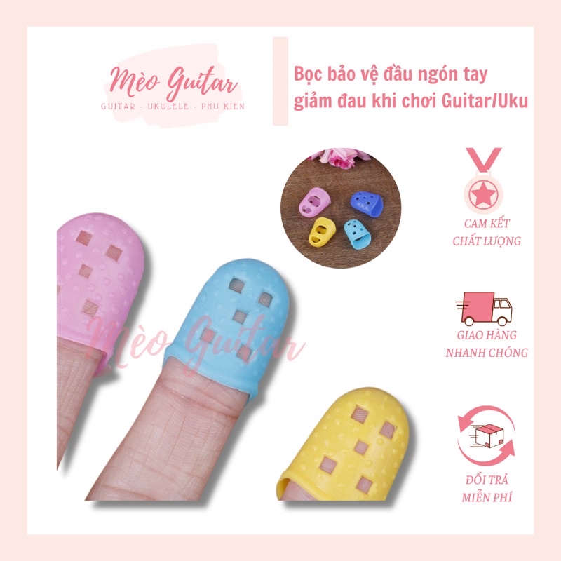 Bộ 4 Bọc ngón bảo vệ tay khi chơi Guitar / Ukulele chất lượng | Bọc bảo vệ đầu ngón tay  Mèo Guitar