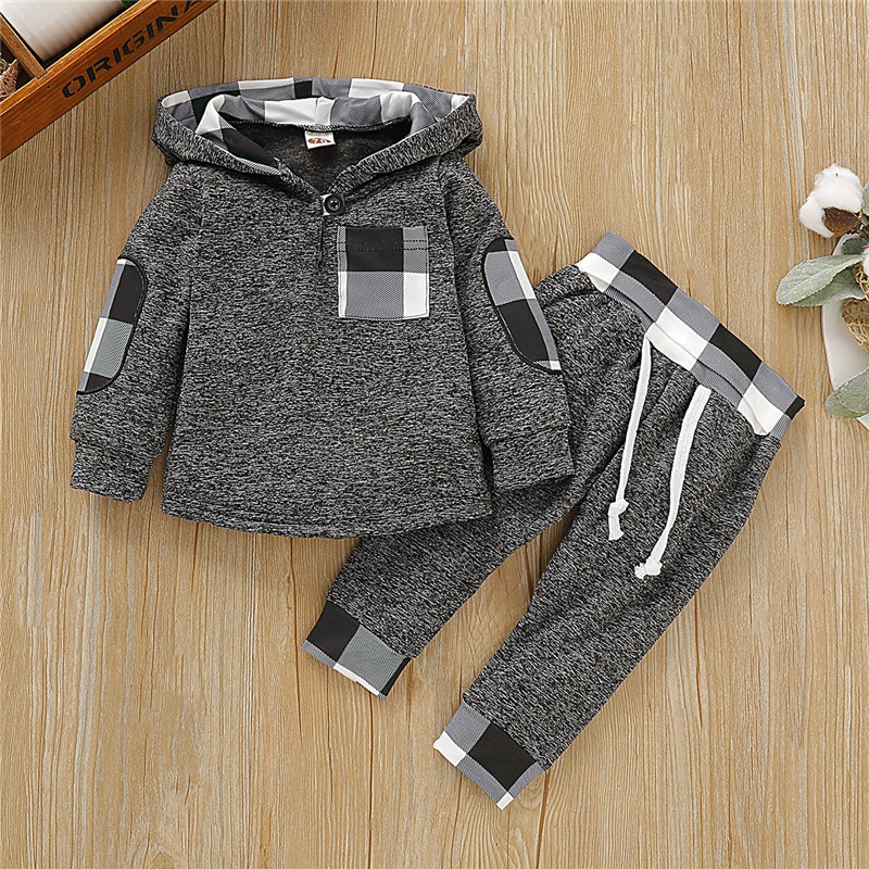 Bộ áo hoodie + quần dài kẻ sọc Mikrdoo cho bé trai