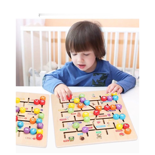 Bảng Gỗ Mê Cung Học Số Và Chữ Cái