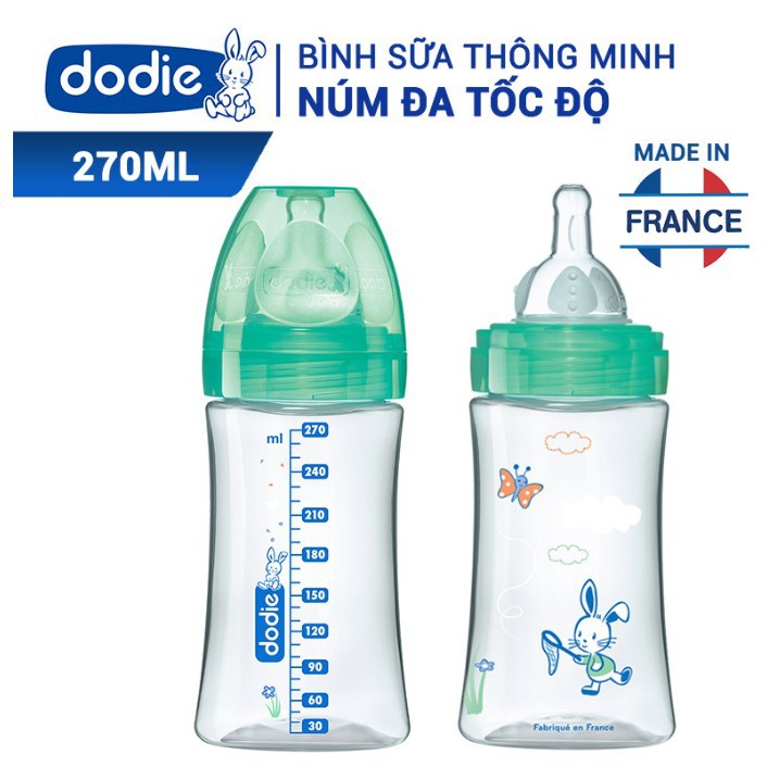 Bình sữa cổ rộng Dodie 270ml (Pháp)