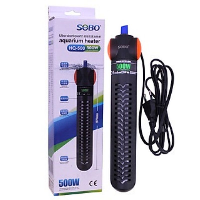 Cây sưởi ấm hồ bể cá SOBO HQ-300 HQ-500 300W 500W có lưới nhựa bảo vệ cho hồ cá 200 - 400 Lít