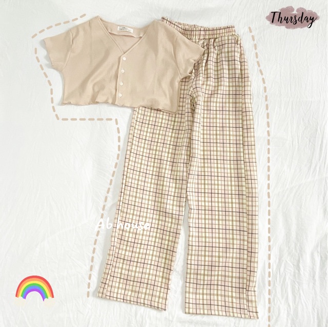 Quần caro Ulzzang ống rộng 02 unisex | BigBuy360 - bigbuy360.vn