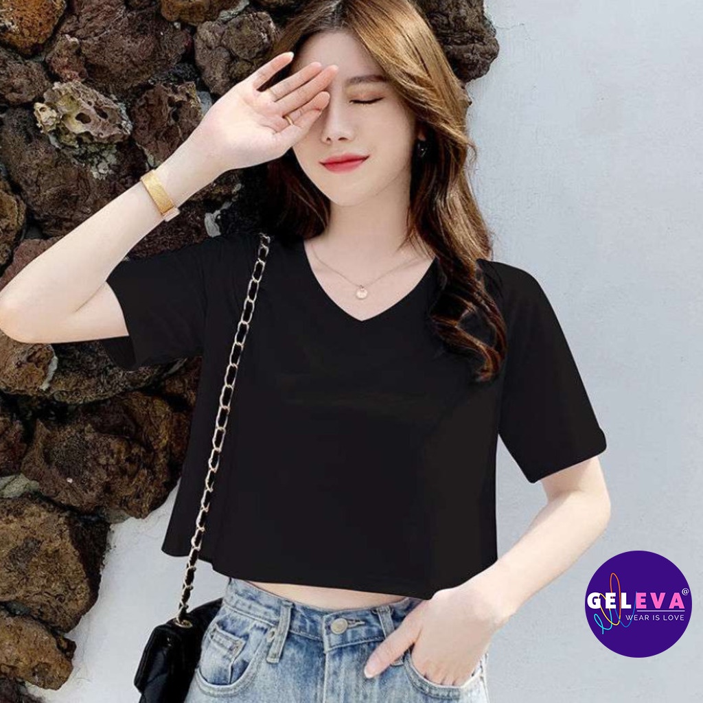 Áo croptop nữ thun tay ngắn kiểu Ulzzang đẹp, Áo polo nữ phông croptop crt crop top body đen trắng cá tính sexy cộc tay