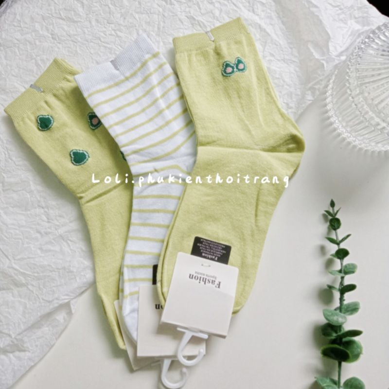 Tất Vớ Nữ Cổ Cao In Hình Dễ Thương Phong Cách Hàn Quốc Cho Nữ (TN014)
