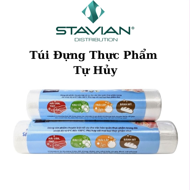 Túi đựng thực phẩm STAHAUS Tự Hủy Sinh Học túi bảo quản thực phẩm đựng thức ăn an toàn 25x35 cm