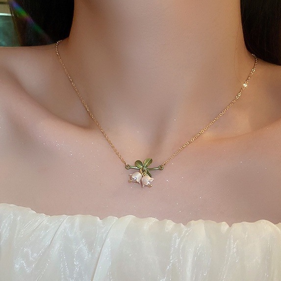 Vòng Cổ Chuỗi Hạt Ngọc Trai Hình Hoa Lan Phong Cách Cổ Điển Thời Trang Mùa Hè Cho Nữ