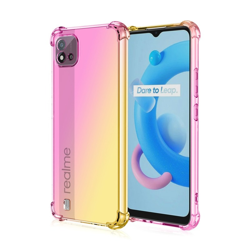 Case Realme C21 C20 C17 C15 C12 C11 C3 C2 Q2 Pro Q2Pro V15 V11 V5 GT Case Rainbow Gradient Transparent Phone Cover Soft TPU Casing