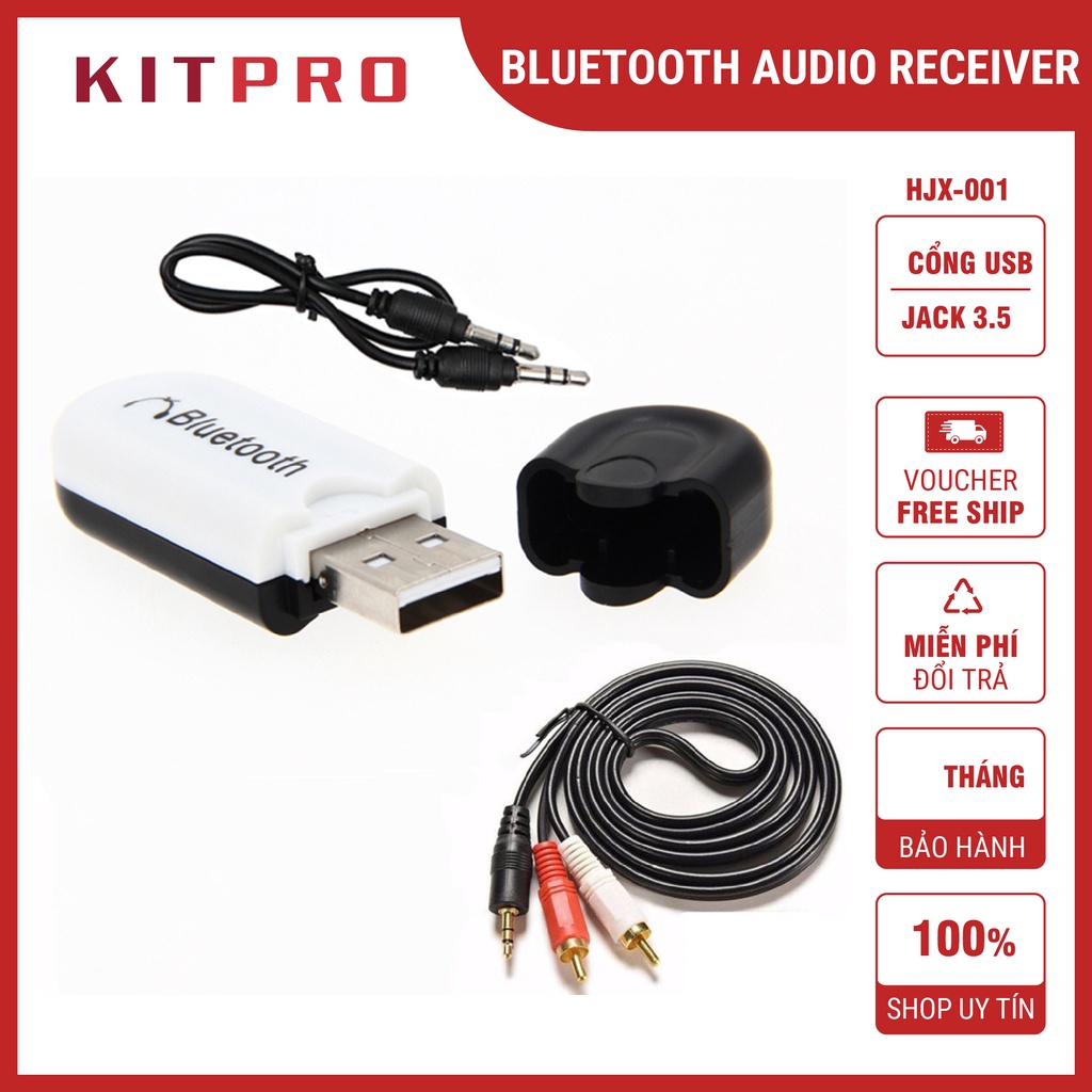 Usb Bluetooth HJX-001 Chuyển Loa Thường Thành Loa Bluetooth Qua Cổng USB Hoặc Jack Cắm 3.5 KITPRO