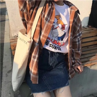 / new / áo sơmi kẻ caro nâu