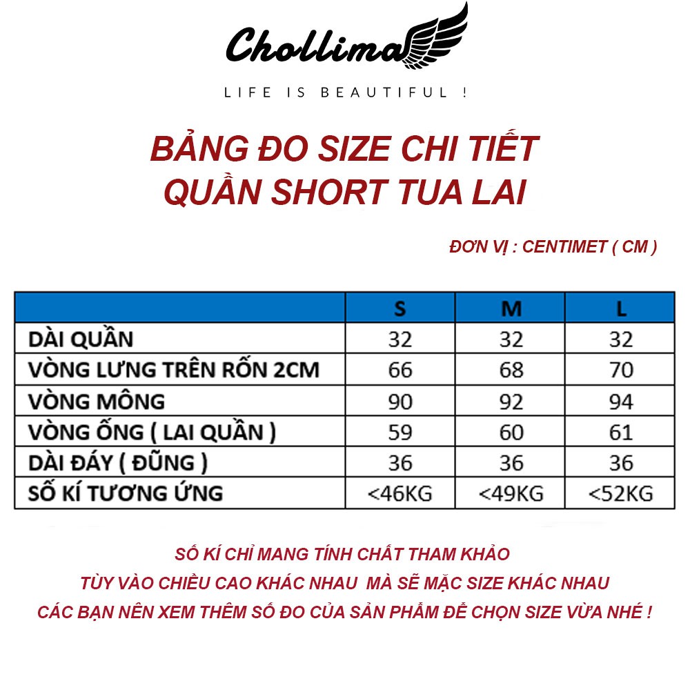 Quần short jeans nữ Chollima tua lai QS012 phong cách đường phố bụi bặm cá tính