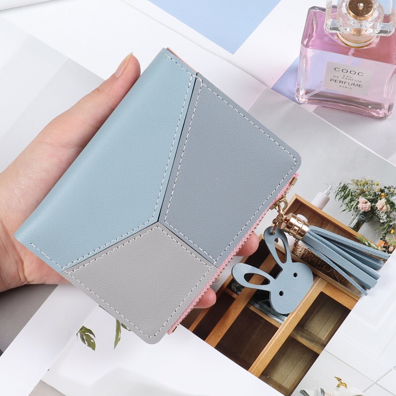 Ví Nữ Dáng Ngắn Phối Màu Thời Trang Phong Cách Hàn Quốc