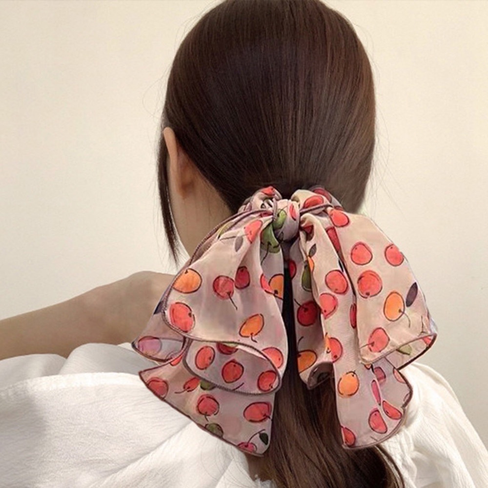 Dây Cột Tóc Ruy Băng Co Giãn In Họa Tiết Hoa Thời Trang Cổ Điển Cho Nữ