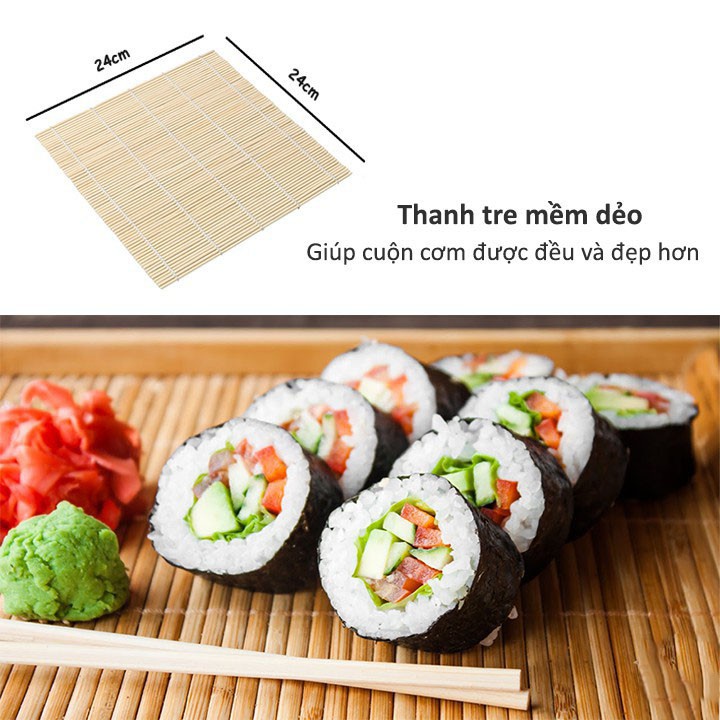 Mành cuốn sushi bằng tre, dụng cụ làm cơm cuộn