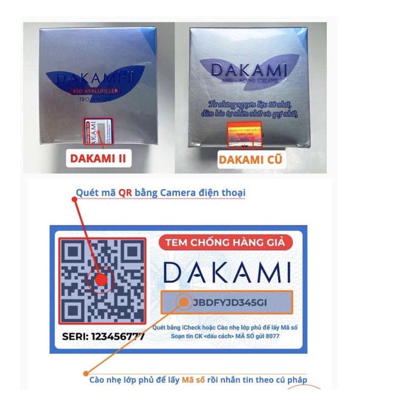 KEM DAKAMI MẪU MỚI CÓ TEM CHECK QR CHỐNG LÃO HOÁ NẾP NHĂN