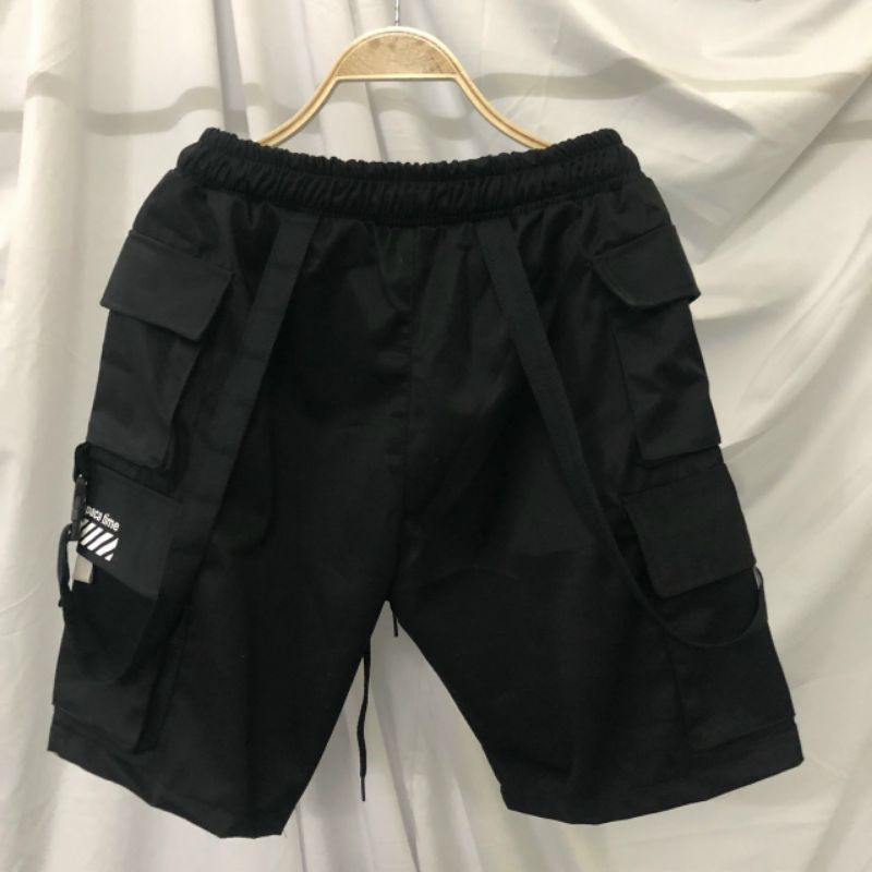 (Video ảnh thật)Quần short kaki cao cấp dày mịn unisex nam nữ túi hộp có dây xích thời trang Hàn