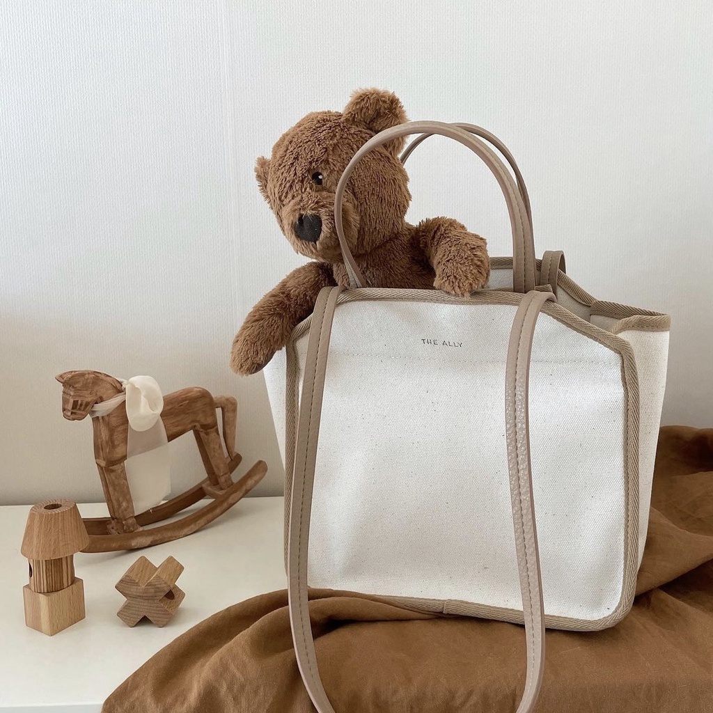 Túi tote đeo vai vải canvas siêu nhẹ đa năng phong cách Hàn Quốc cho mẹ bỉm sữa