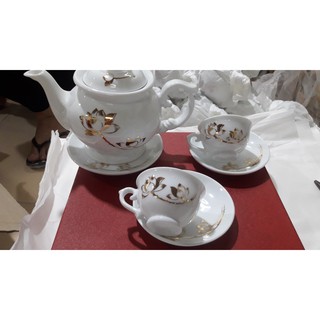 Bộ ấm chén, bộ trà phú quý, vẽ sen vàng, đỉnh cao, giá siêu rẻ