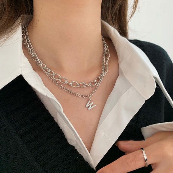 Vòng cổ Mặt Chữ W Phong Cách Âu Mỹ Thời Trang Cao Cấp Cho Nữ