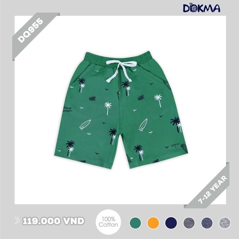Quần short bé trai Dokma chất cotton da cá 7-12Y DQ955