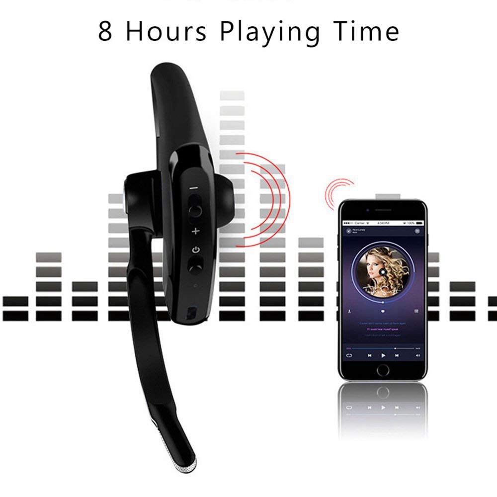 V8S Tai nghe Bluetooth không dây Tai nghe treo tai kinh doanh Tai nghe cuộc gọi HD với Mic Tai nghe rảnh tay