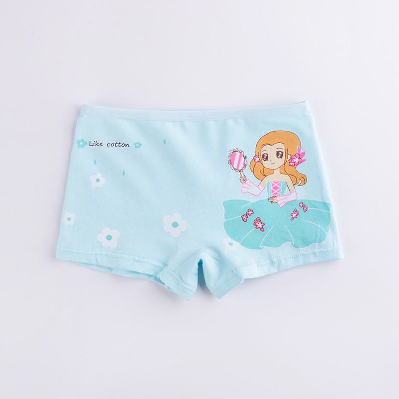 (QC3) sét 4 chiếc quần lót vải cotton in hình hoạt hình dễ thương cho bé gái