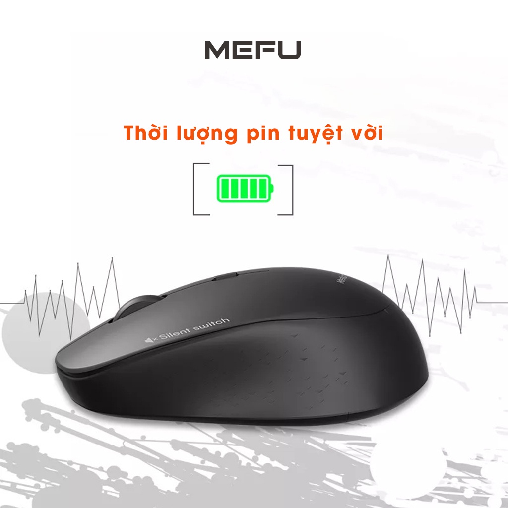 Chuột không dây Meetion R570 Silent chính hãng - Giảm ồn, USB 2.4Ghz, DPI 1600, khoảng cách 10m - Bảo hành 2 năm