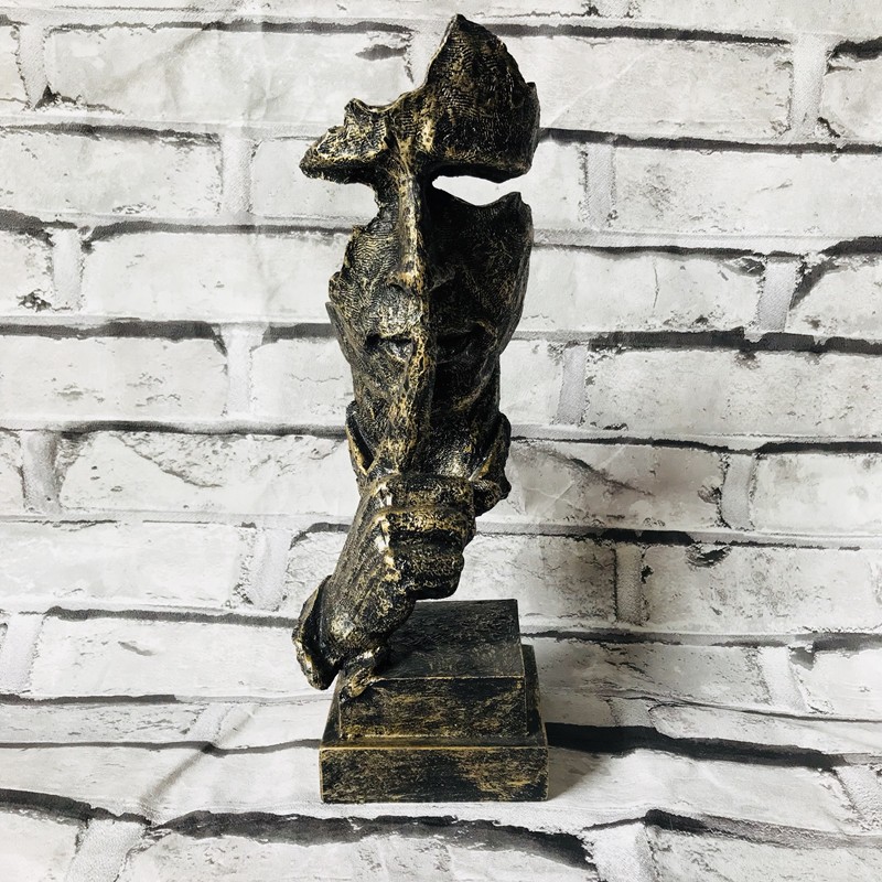 Tượng Trang Trí Decor Khuôn Mặt Im Lặng 3D màu Vàng Đồng Ý Nghĩa