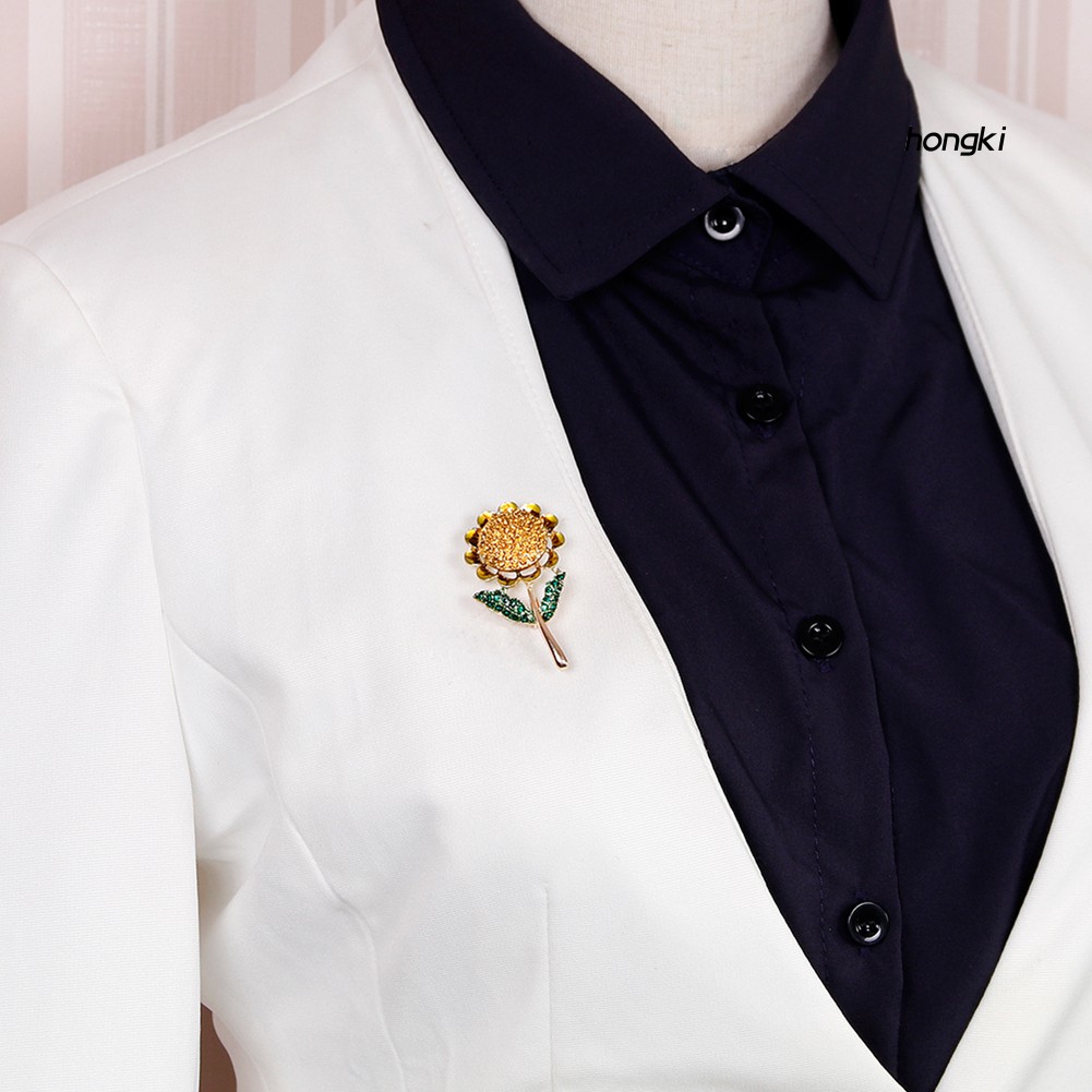 Ghim Cài Áo Hình Hoa Hướng Dương Đính Đá Nhân Tạo Thời Trang Cho Nữ