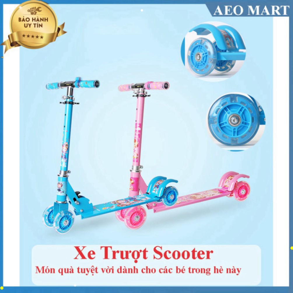 Xe Trượt Scooter 3 Bánh Cho Trẻ Em Có Đèn Led Phát Sáng, Xe Scooters Bé Trai Gái 2 3 4 5 6 7 8 9 10 Tuổi Đa Năng Cao Cấp