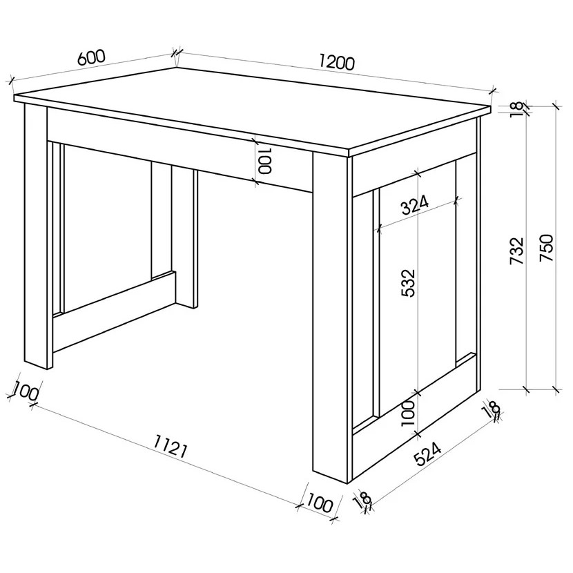 Bàn học gỗ, bàn làm việc thiết kế nhỏ gọn kích thước 1m2 (BH-48)