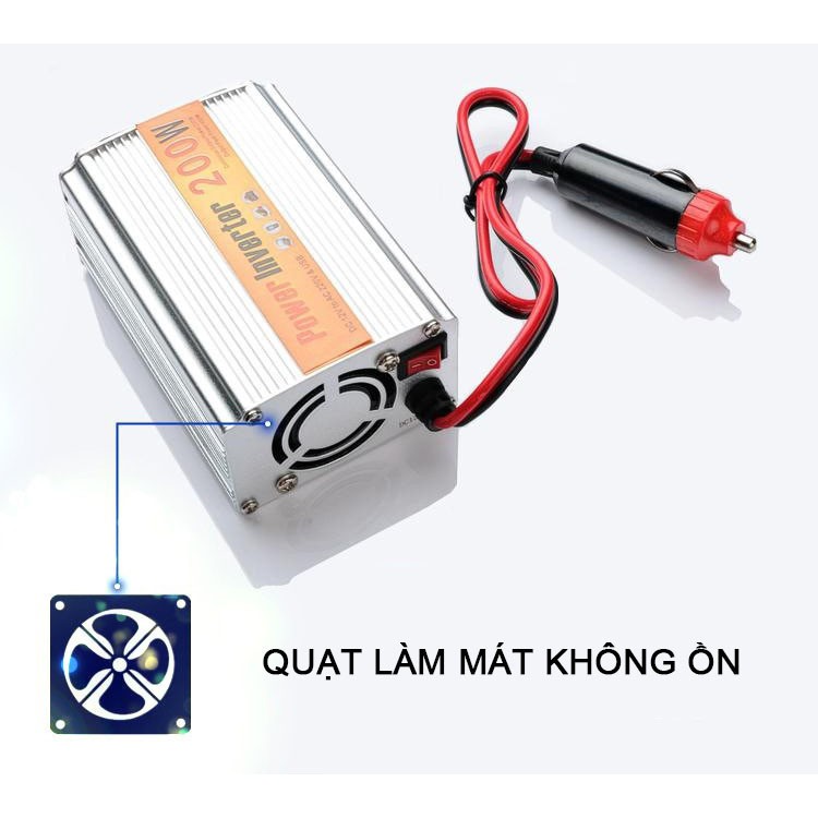 BỘ CHUYỂN ĐỔI NGUỒN ĐIỆN 12V SANG AC 220V CÔNG SUẤT 200W CHO XE Ô TÔ CAO CẤP