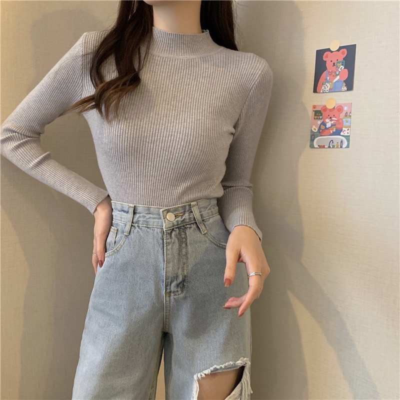 Áo len Pure Cube tay dài dáng ôm phong cách thời trang Hàn Quốc