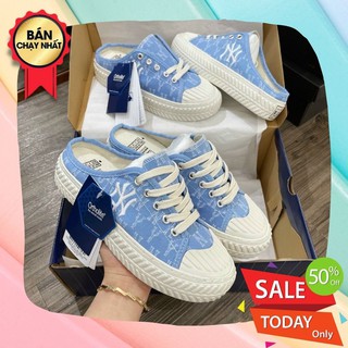 [🎁 Freeship 🌺] Giày Đạp Gót Ny Xanh Chữ Thêu , Sục Ny, 𝐌𝐋𝐁 Đạp Gót xanh 💖 đủ size nữ 36-39 full box