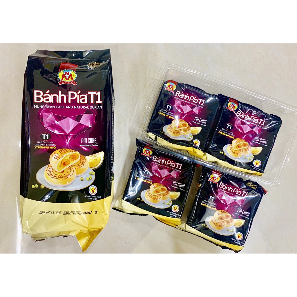 MỸ NGỌC _ 550g Bánh Pía T1 ĐẬU XANH SẦU RIÊNG 8 trứng muối - Premium Pia Cake T1 550g