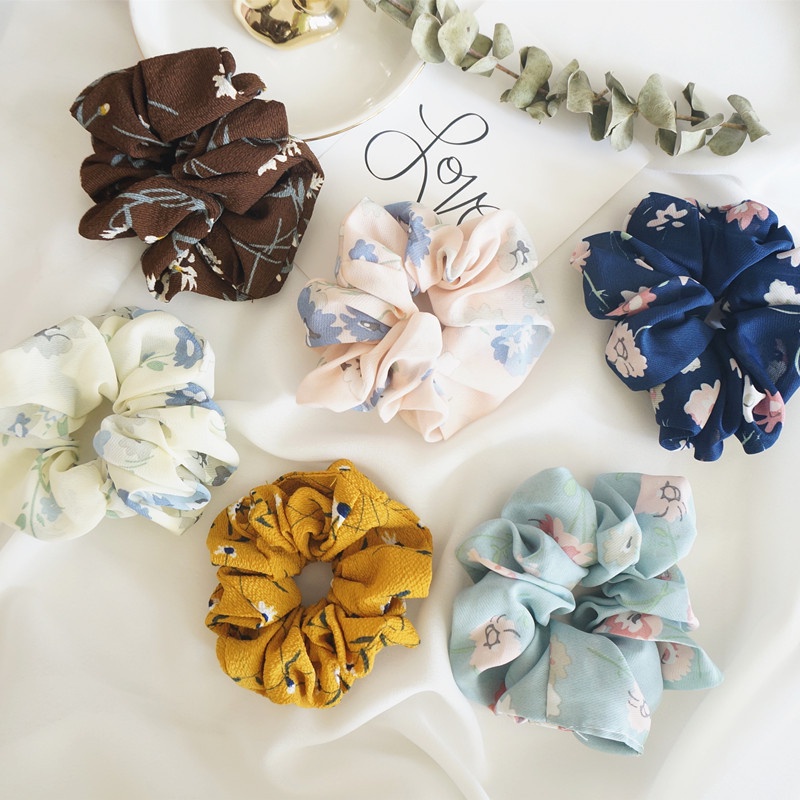 Dây buộc tóc Haimeikang vải chiffon kiểu tròn cỡ lớn màu sắc tươi tắn kiểu Hàn Nhật