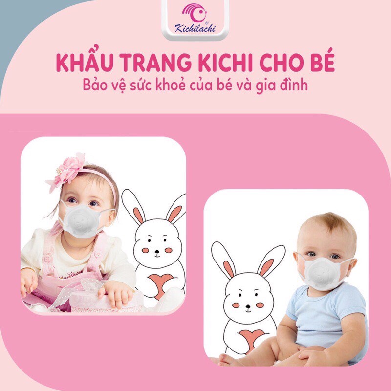 Túi 3 khẩu trang 3D gấu Kichilachi có thể điều chỉnh quai cho bé từ 1-6 tuổi
