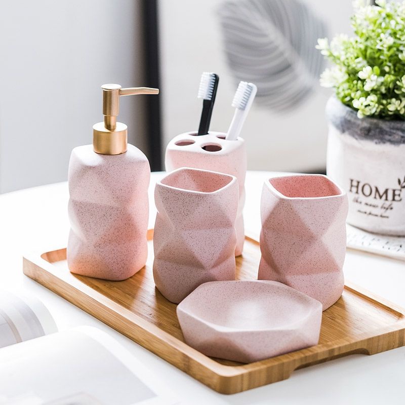 SET 5 LỌ / HỘP SỨ ĐỒ DÙNG PHÒNG TẮM NHIỀU MÀU SẮC