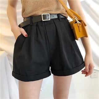 Quần short KAKI nữ cạp thun dáng basic, Quần sooc nữ kèm thắt lưng