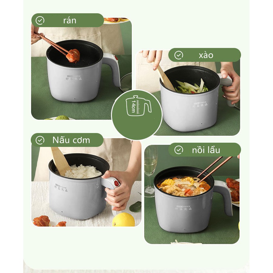Nồi Điện Mini Hai Tầng Đa Năng Tặng Kèm Khay Hấp có thể Chiên, Xào, Nấu ăn, nấu cơm, nấu lẩu mini | BigBuy360 - bigbuy360.vn