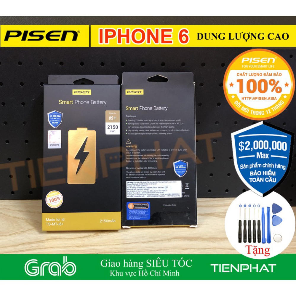 Pin iPhone 6 - Dung Lượng Cao 2150 mAh - Chính hãng Pisen