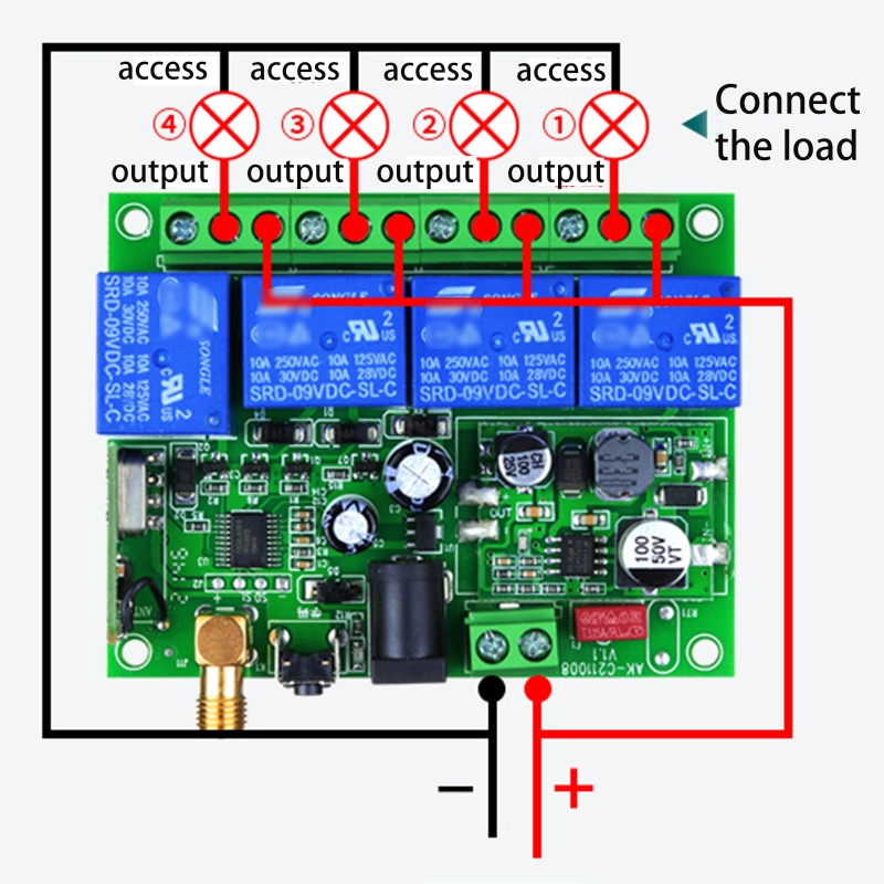 Điều Khiển Từ Xa Không Dây 4CH DC 12V 315 / 433Mhz