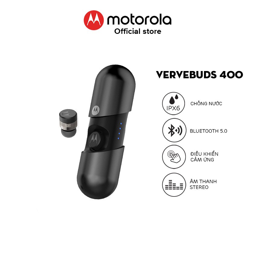 Tai nghe bluetooth Motorola không dây - VerveBuds400- Thiết kế độc lạ - Âm thanh Stereo - Chuẩn chống nướ