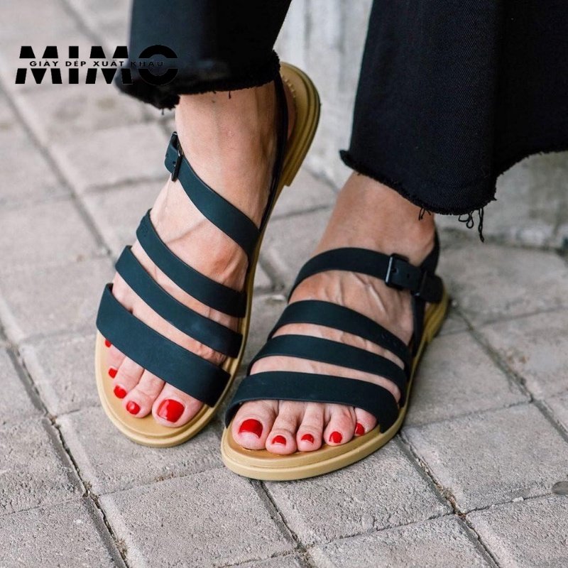 Sandal nữ, dép sandal Cross Tulum màu đen cá tính, sang trọng cho nữ